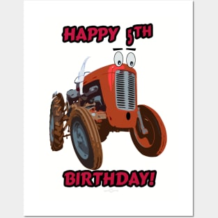 Happy 5th Birthday tractor design Posters and Art